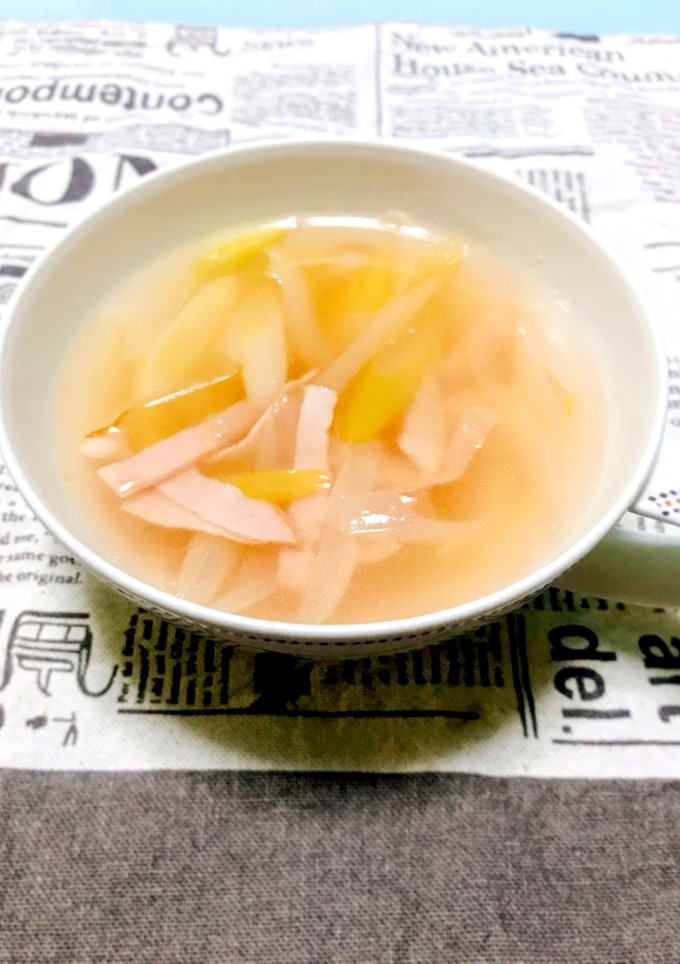 簡単☆ねぎ☆と☆ハム☆のスープ-レシピのメイン写真