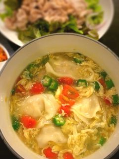 オクラとトマトのふわとろスープ餃子-レシピのメイン写真
