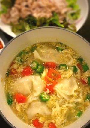 オクラとトマトのふわとろスープ餃子-レシピのメイン写真