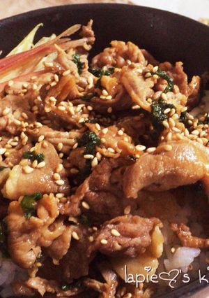 ちゃちゃっと簡単！豚こまと大葉の照り丼♡-レシピのメイン写真