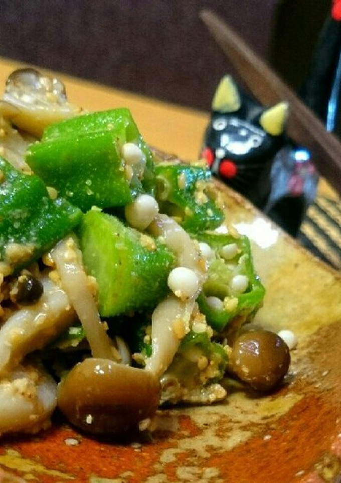 オクラとしめじの胡麻和え♪-レシピのメイン写真