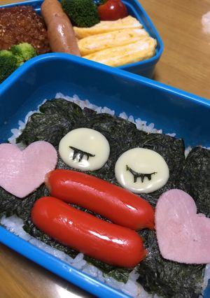 春期の息子へ愛のイタズラ弁。笑（海苔弁）-レシピのメイン写真