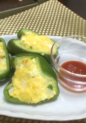 ピーマンのポテトサラダ詰めチーズ焼き-レシピのメイン写真