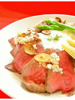 ネギ塩だれで食べる ローストビーフ丼♪-レシピのメイン写真