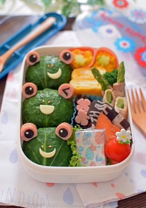 【キャラ弁】カエルのおにぎり弁当-レシピのメイン写真