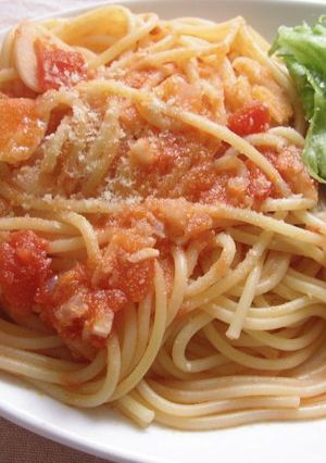 ニンニクたっぷりトマトスパゲッティー-レシピのメイン写真
