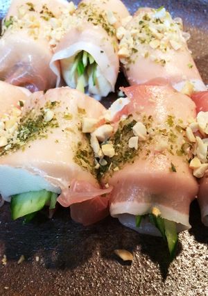 塩ドウフと生ハムのマキマキおつまみ-レシピのメイン写真