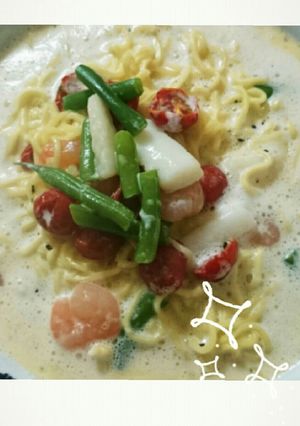 なんちゃってクリームパスタ(ラーメン)-レシピのメイン写真