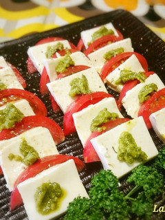 ヘルシー簡単♪豆腐・トマトのカプレーゼ -レシピのメイン写真