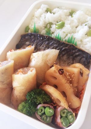 毎日男弁当⁂春巻きと鯖塩焼き弁当-レシピのメイン写真