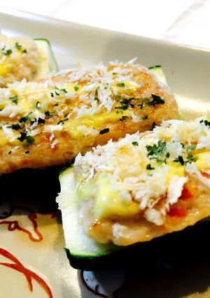 ズッキーニの丸ごとマヨつくね焼き-レシピのメイン写真