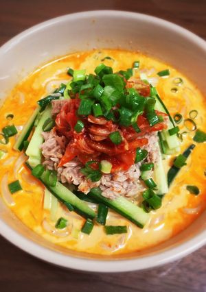 ツナとキムチの冷やし豆乳うどん-レシピのメイン写真