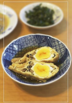ジュワ～とお出汁♡ひじきと卵の巾着煮-レシピのメイン写真