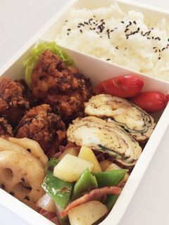 毎日男弁当⁂唐揚げと大葉入りだし巻卵弁当-レシピのメイン写真