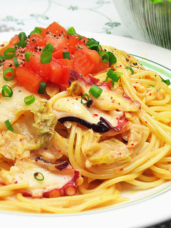 たことキムチのクリームパスタ-レシピのメイン写真