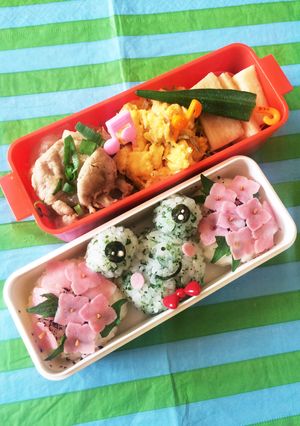簡単キャラ弁！丸おにぎりでかえると紫陽花-レシピのメイン写真
