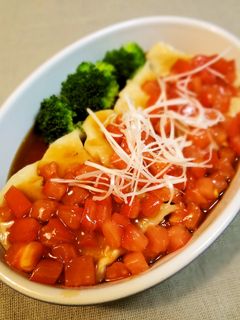 焼き餃子のトマト甘酢あんかけ-レシピのメイン写真