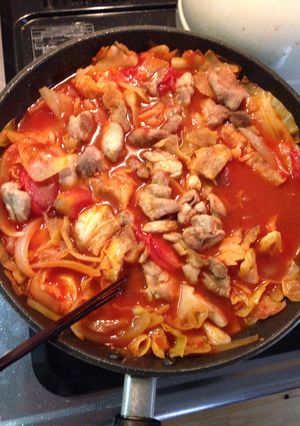 さっぱり！野菜とパリパリチキンのトマト煮-レシピのメイン写真