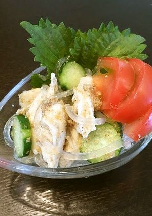 葛きり・ササミでさっぱり胡麻酢和え-レシピのメイン写真