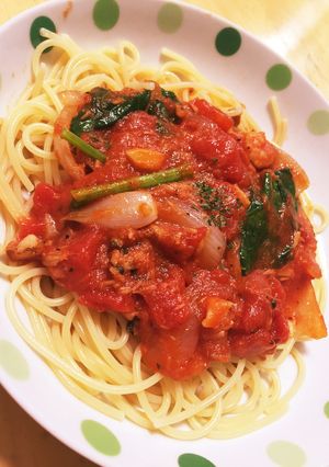 シーチキンとほうれんのトマトソースパスタ-レシピのメイン写真