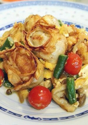 揚げ餃子とトマト卵炒め☆おいしすぎコラボ-レシピのメイン写真