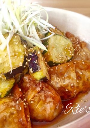 簡単で美味♡揚げ餃子と夏野菜の甘酢和え♡-レシピのメイン写真