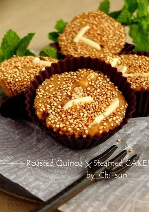 超もっちり蒸しケーキ♡香ばしキヌア乗せ！-レシピのメイン写真