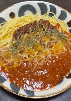 ハンバーグミートソースパスタ-レシピのメイン写真