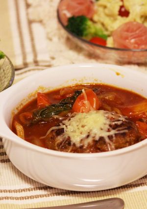 野菜たっぷり！ヘルシー煮込みハンバーグ-レシピのメイン写真
