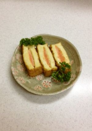 トースターで簡単！厚揚げの明太子サンド-レシピのメイン写真