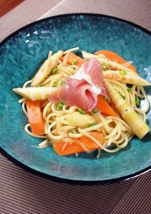 根曲り竹と生ハムの和風パスタ-レシピのメイン写真