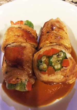 オクラと人参の甘辛肉巻き-レシピのメイン写真