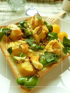 卵焼き×ピーマンの塩昆布和トースト-レシピのメイン写真