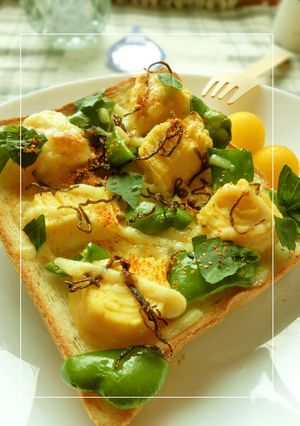 卵焼き×ピーマンの塩昆布和トースト-レシピのメイン写真