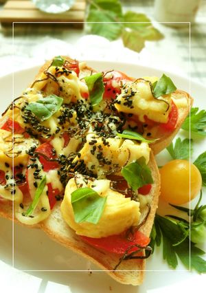 トマト×卵焼きの塩昆布和トースト-レシピのメイン写真
