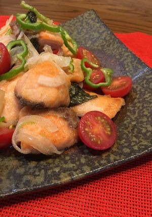 簡単サーモンムニエルと酢生姜あっさり漬け-レシピのメイン写真