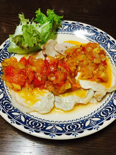 薄切り豚肉 きざみ野菜のトマトソースがけ-レシピのメイン写真