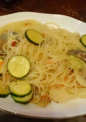 ズッキーニマッシュルーム小エビパスタ-レシピのメイン写真