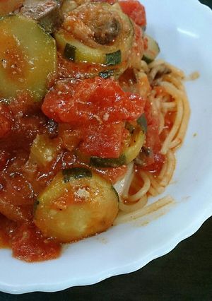 なすとズッキーニのトマトソースパスタ-レシピのメイン写真