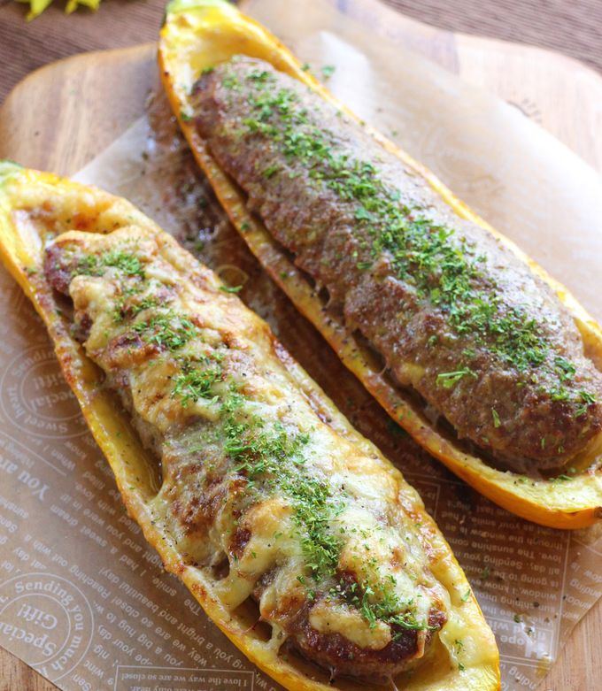 カレー風味✿丸ごとズッキーニの肉詰め✿-レシピのメイン写真