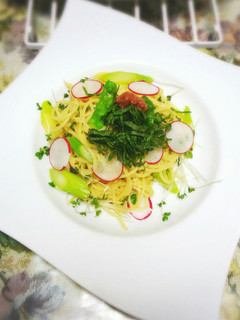 アスパラとラディッシュのかさ増冷製パスタ-レシピのメイン写真