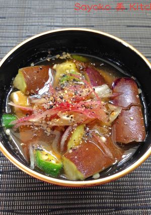 茄子とオクラの麦味噌汁-レシピのメイン写真