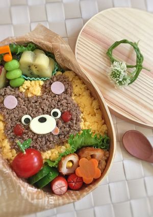 クマちゃん弁当♡そぼろ♡簡単♡キャラ弁-レシピのメイン写真