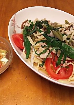 ジュンサイとトマトの冷製パスタ-レシピのメイン写真