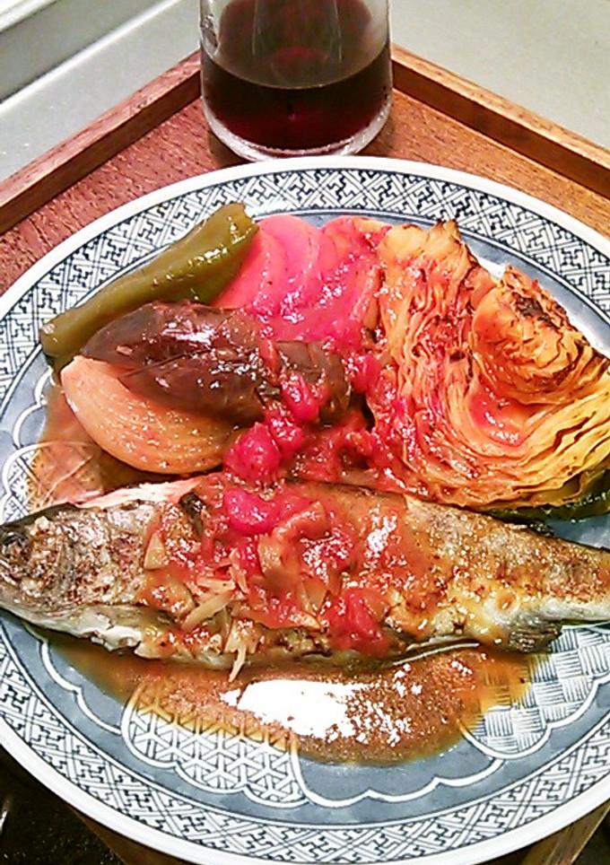 ニジマスの野菜トマト煮添え-レシピのメイン写真