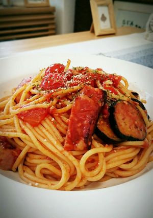 トマトとナスのベーコンパスタ-レシピのメイン写真