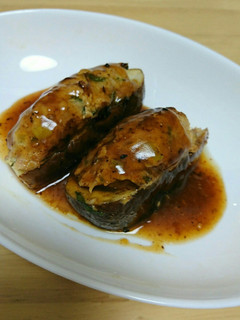 焼きなす♪豚肉と大葉のつくね載せ-レシピのメイン写真