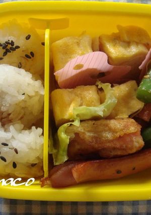 ちょま弁⑮味噌オニギリ・鮭ピカタ　幼稚園-レシピのメイン写真