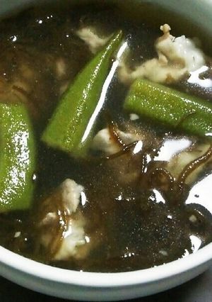 オクラをのせた豚肉ともずくのスープ-レシピのメイン写真