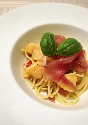 桃と生ハムの冷製パスタ-レシピのメイン写真